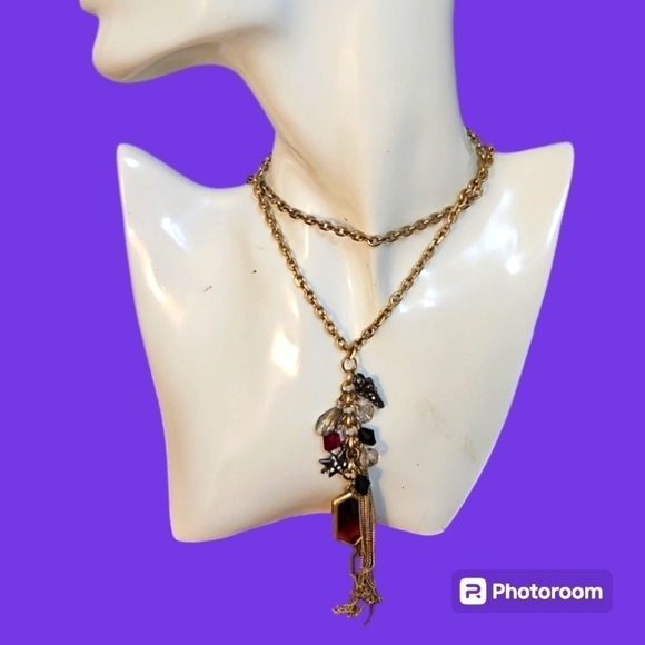 Lani Jewelry - LANI Long Chain Crystal Charm Sweater Necklace